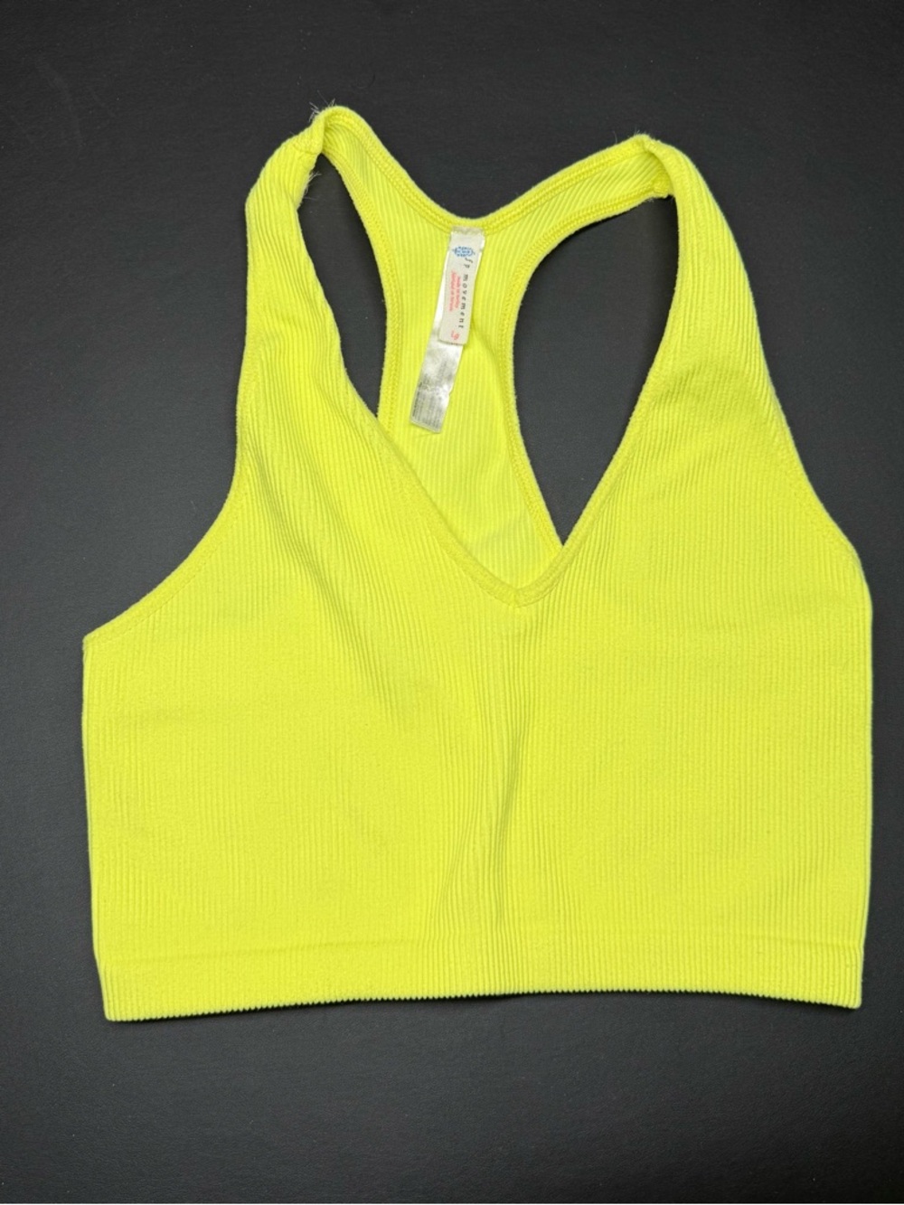 FP Movement by Free People Neon Yellow Ribbed Racerback Bralette